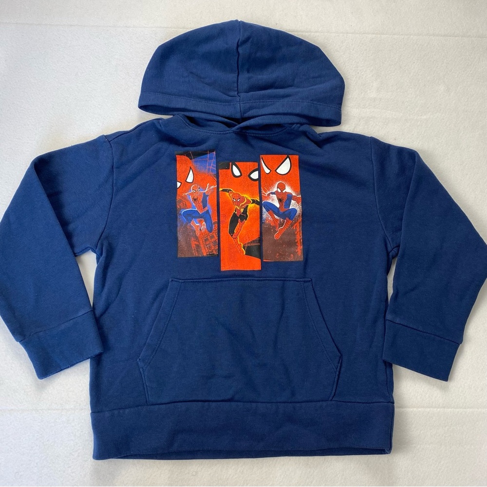Old Navy Blue Spider Graphic Pullover Hoodie Boys Size 8